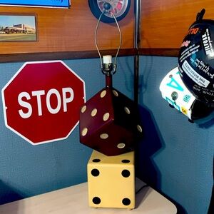1990s Retro Wooden Dice Lamp Game Room Man Cave Home Bar Living Room Art Display